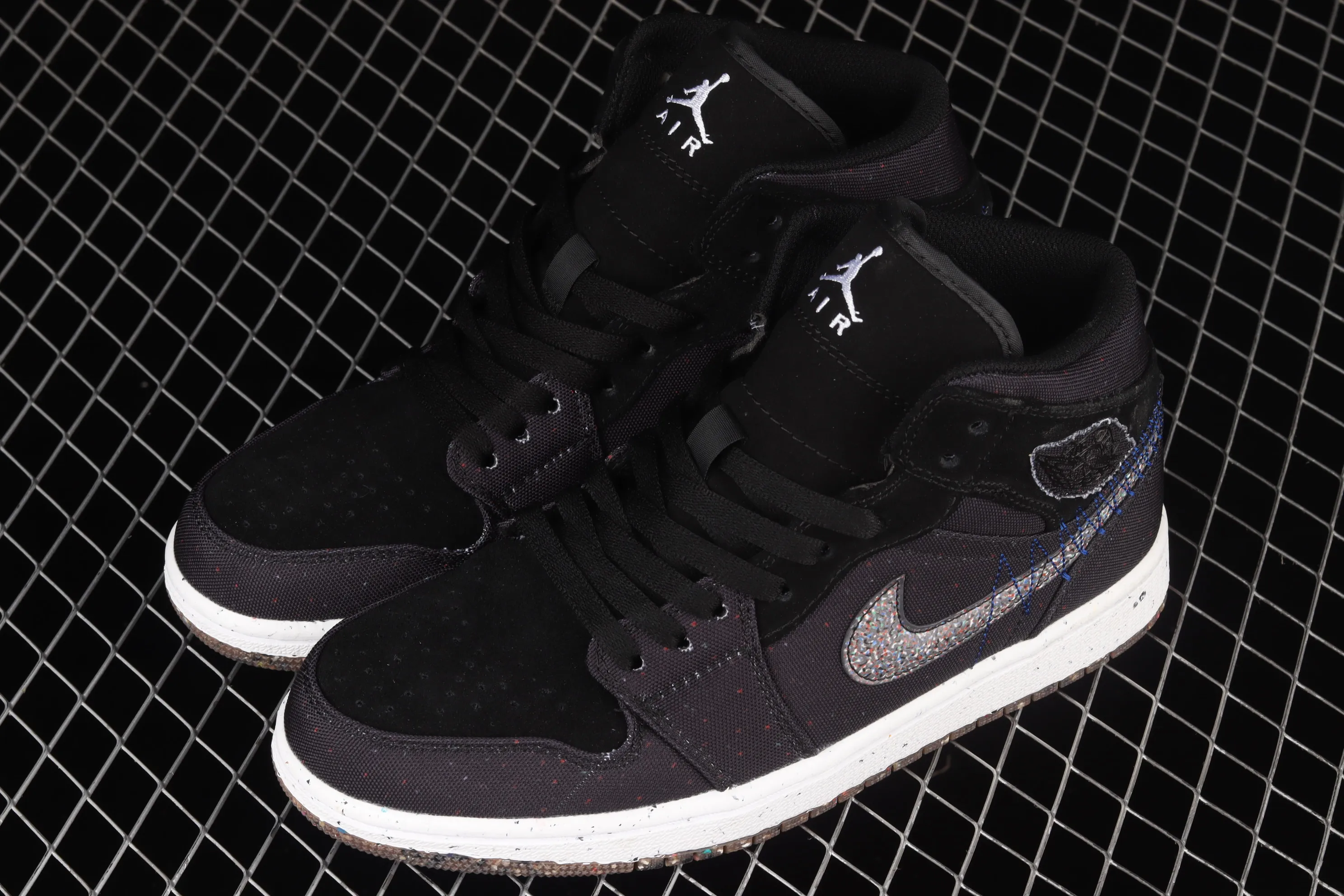 All categories Air Jordan Jordan series basketball shoes Air Jordan 1 Mid Air Jordan 1 Mid Crater AJ1 Joe 1 black multi-color racing blue Zhongbang basketball shoes DM3529-001